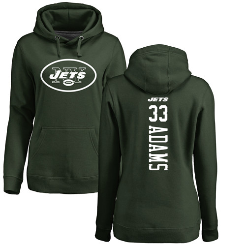 New York Jets Green Women Jamal Adams Backer NFL Football 33 Pullover Hoodie Sweatshirts